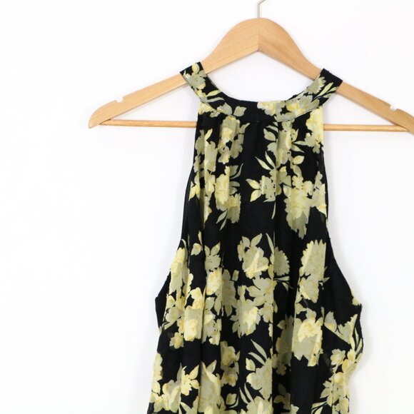 *Torrid Shirt Top Chiffon Mock Neck Halter Black Floral Tunic Blouse - Picture 4 of 9